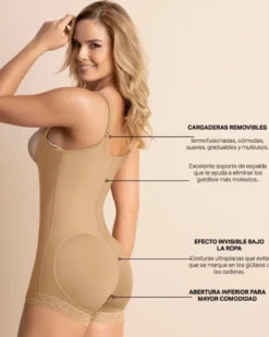 Body faja pantalón abierto compresión fuerte levanta glúteos Leonisa 018678N