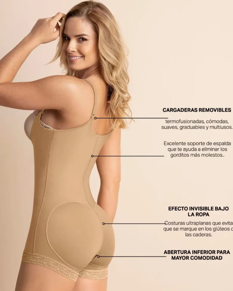 Body faja pantalón abierto compresión fuerte levanta glúteos Leonisa 018678N