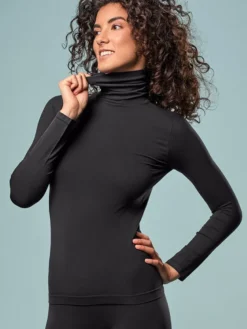 Camiseta mujer Focenza cuello alto manga larga 606 Negro