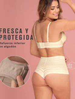 Faja brasileña de control suave con encaje en bandas Leonisa 012890