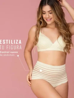 Faja brasileña de control suave con encaje en bandas Leonisa 012890