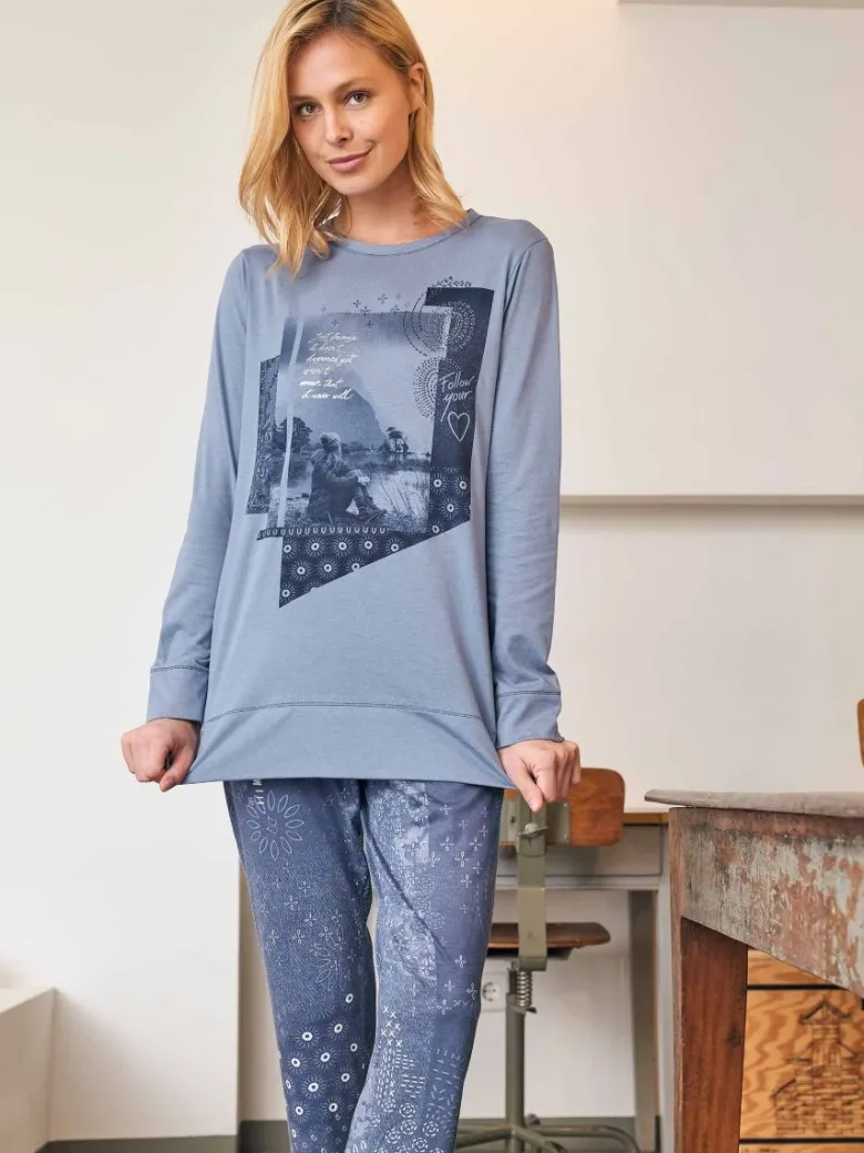 Pijama mujer Massana azul patchwork P721253