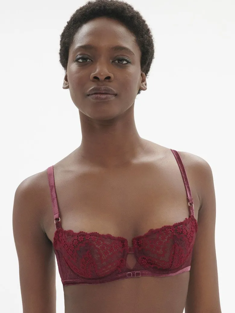 Sujetador balconet Simone Perele Scenario con aros 1E3330 Rojo Espinela