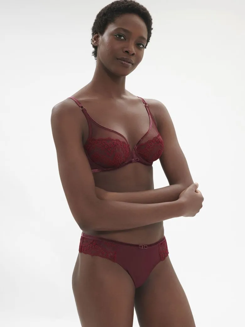 Sujetador Simone Perele Scenario escotado con aros 1E3319 Rojo Espinela
