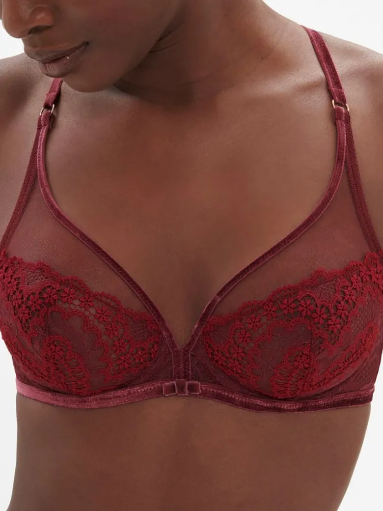 Sujetador Simone Perele Scenario escotado con aros 1E3319 Rojo Espinela