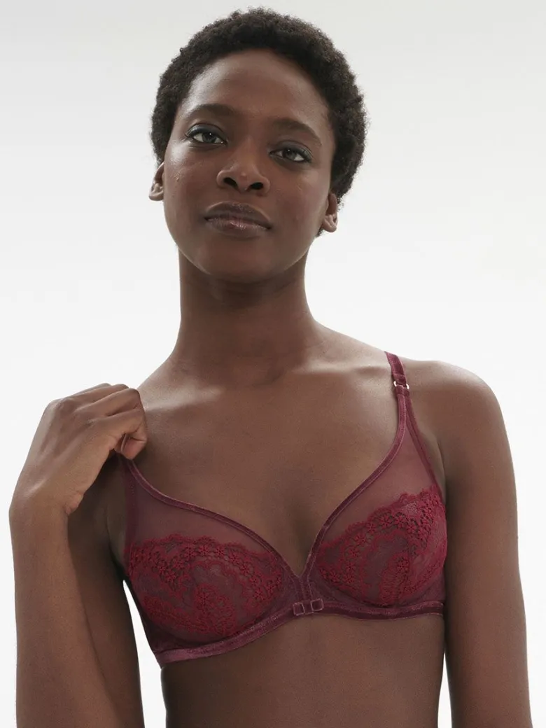 Sujetador Simone Perele Scenario escotado con aros 1E3319 Rojo Espinela